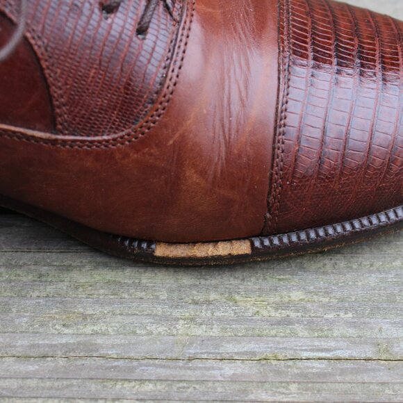Daniele Ferradini Brown Genuine Lizard Cap Toe, Men's 7.5 M, Made in Italy, EUC - Picture 5 of 15